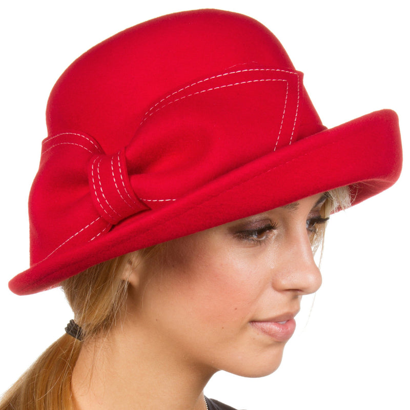 Sakkas Bobbi Vintage Style Wool Cloche Bell Derby Hat