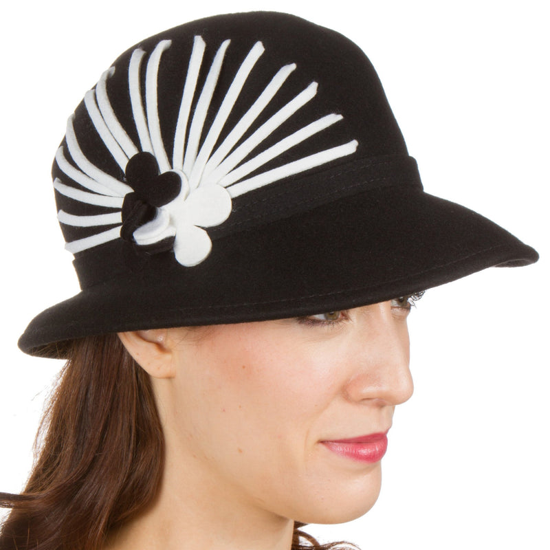 Sakkas Flora Vintage Style Wool Cloche Hat