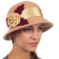 Sakkas Farrah Vintage Style Wool Cloche Hat #color_Beige