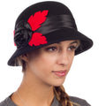 Sakkas Farrah Vintage Style Wool Cloche Hat #color_Black