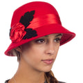 Sakkas Farrah Vintage Style Wool Cloche Hat #color_Red