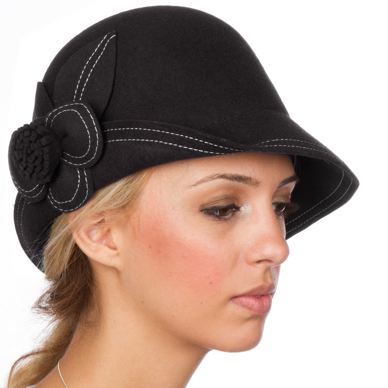 Sakkas Hazel Vintage Style Wool Cloche Hat