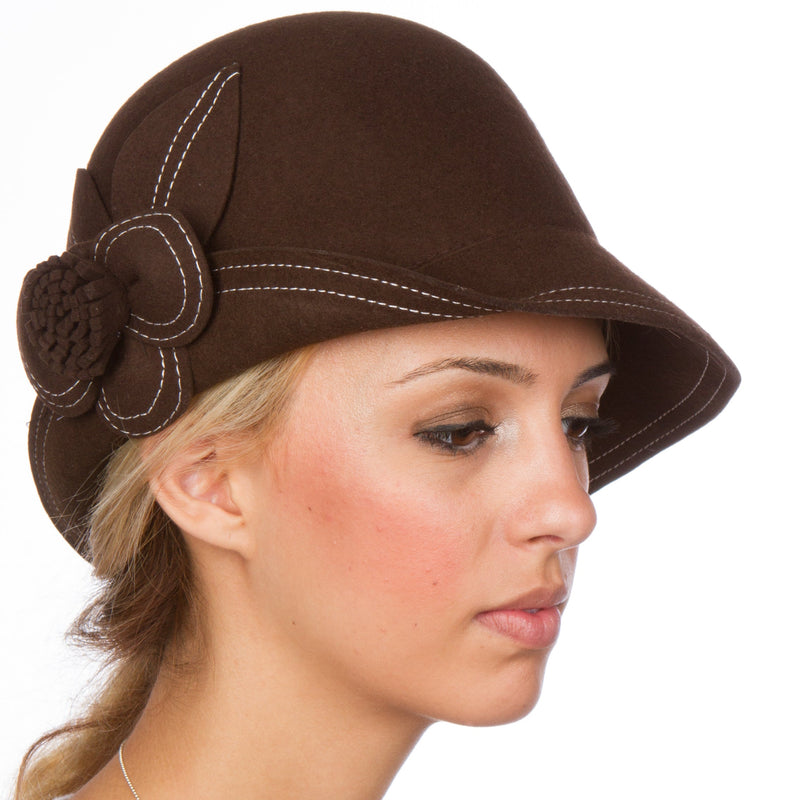 Sakkas Hazel Vintage Style Wool Cloche Hat