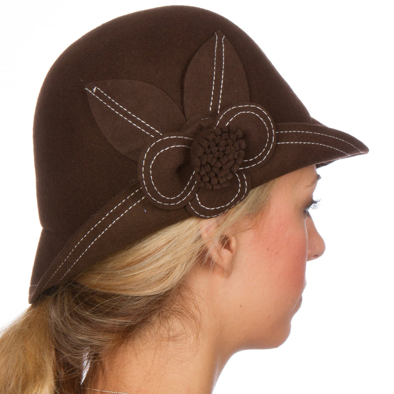 Sakkas Hazel Vintage Style Wool Cloche Hat
