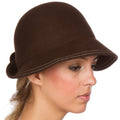 Sakkas Hazel Vintage Style Wool Cloche Hat #color_Brown