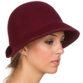 Sakkas Hazel Vintage Style Wool Cloche Hat #color_Burgundy