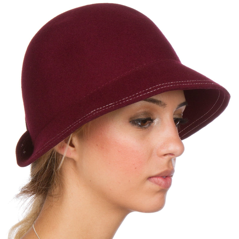 Sakkas Hazel Vintage Style Wool Cloche Hat