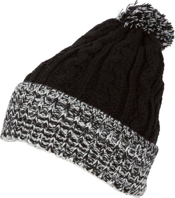 Sakkas Effie Unisex Heather Multi Colored Pom Pom Knit Beanie Hat#color_Black