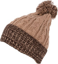 Sakkas Effie Unisex Heather Multi Colored Pom Pom Knit Beanie Hat#color_Mocha