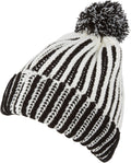 Sakkas Rhea Unisex Heathered Multi Colored Stripe Pom Pom Beanie Hat#color_Black