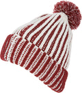 Sakkas Rhea Unisex Heathered Multi Colored Stripe Pom Pom Beanie Hat#color_Red