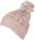 Sakkas Greer Unisex Heathered Textured Knit Pom Pom Beanie Hat#color_Blush