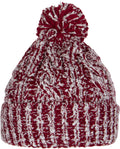 Sakkas Greer Unisex Heathered Textured Knit Pom Pom Beanie Hat#color_Burgundy