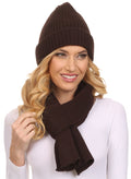 Sakkas  Aldis Unisex Ribbed Knit Beanie Hat And Scarf Set#color_Brown