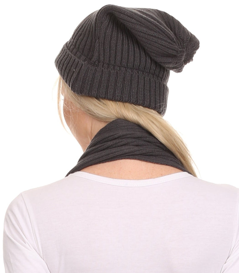 Sakkas  Aldis Unisex Ribbed Knit Beanie Hat And Scarf Set