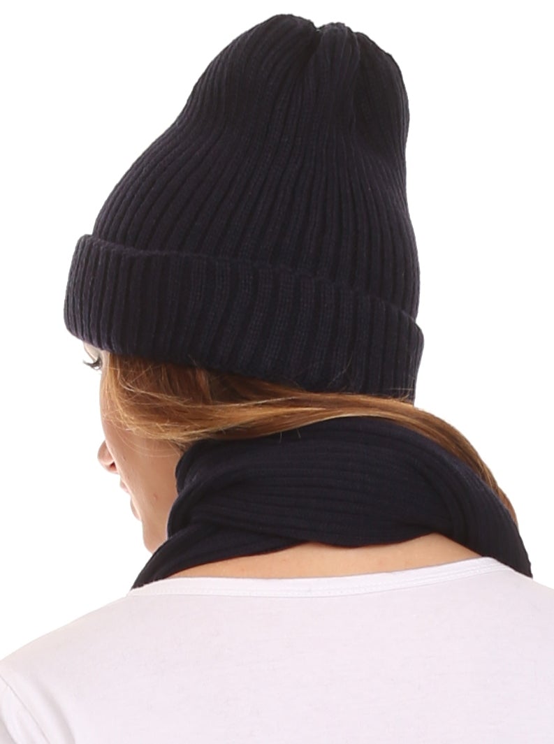 Sakkas  Aldis Unisex Ribbed Knit Beanie Hat And Scarf Set