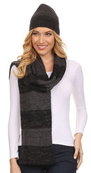 Sakkas  Robin Unisex Ribbed Knit Heather Beanie Hat And Scarf Set