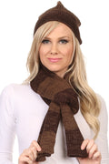 Sakkas  Robin Unisex Ribbed Knit Heather Beanie Hat And Scarf Set#color_Brown