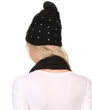 Sakkas Kae Jewel Studded Cable Knit Beanie Hat And Scarf Set