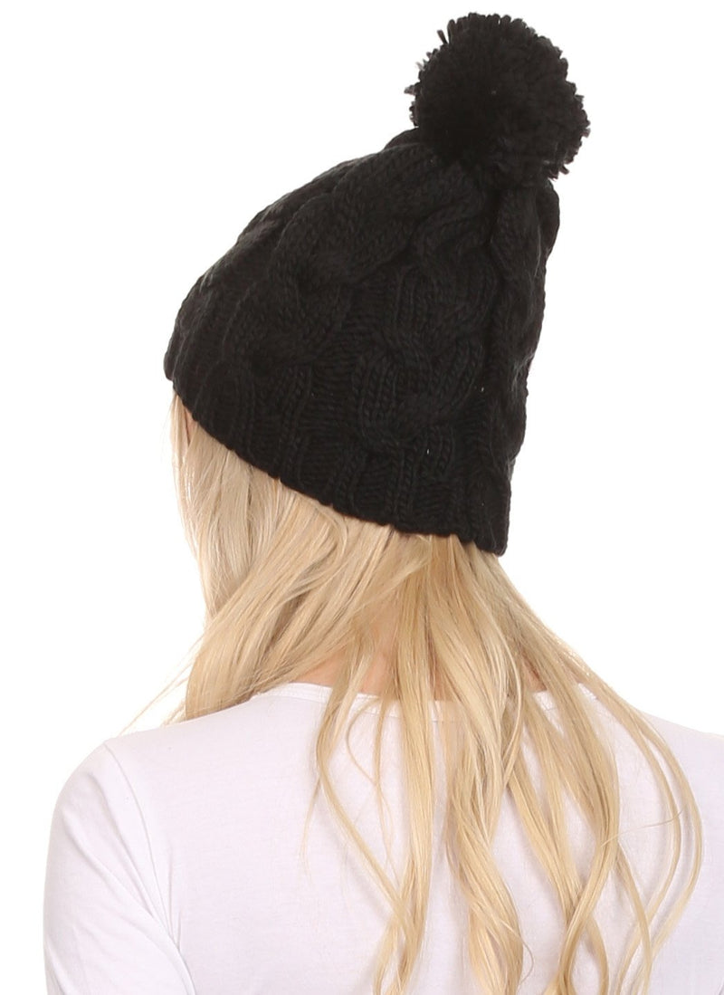 Sakkas Tabb Unisex Cable Knit Pom Pom Bobble Beanie Hat