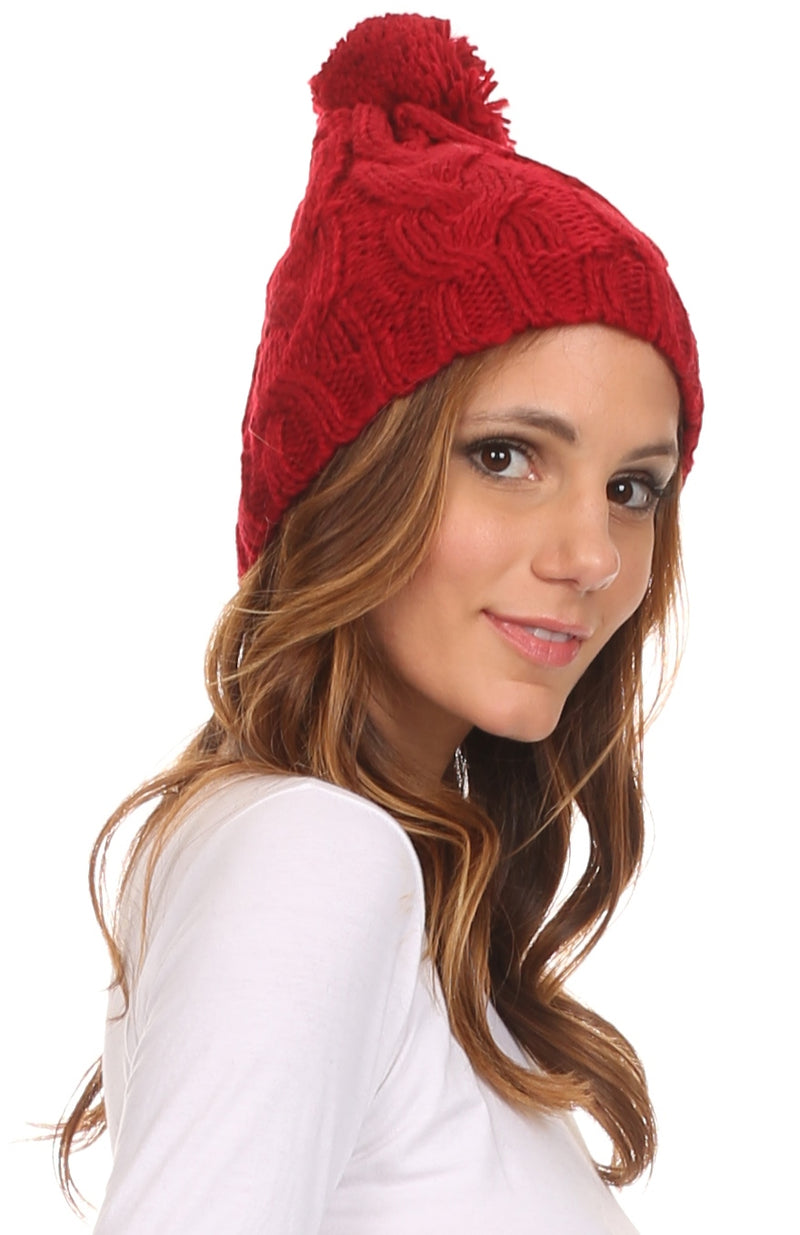 Sakkas Tabb Unisex Cable Knit Pom Pom Bobble Beanie Hat