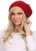 Sakkas Lax Wide Unisex Cable Knit Large Pom Pom Bobble Beanie Hat Cap#color_Red
