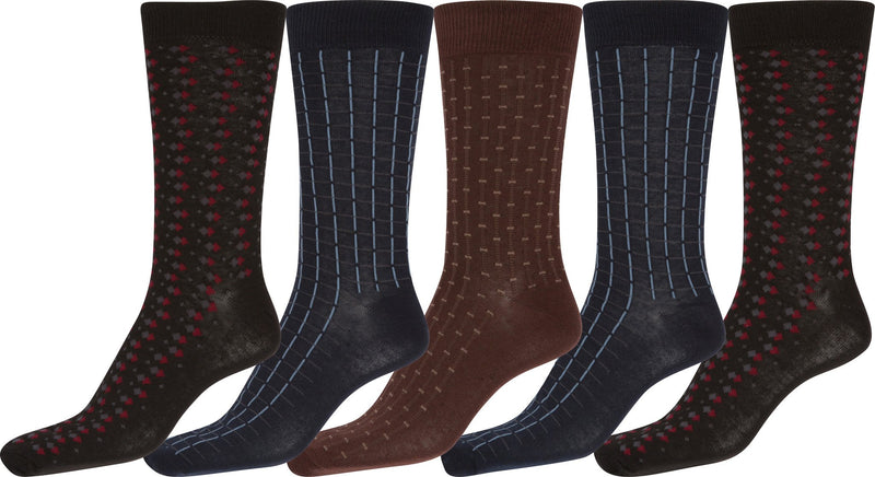 Sakkas Avi Men's Classic Patterned and Colorful Design Dress Socks Asst 5-packs