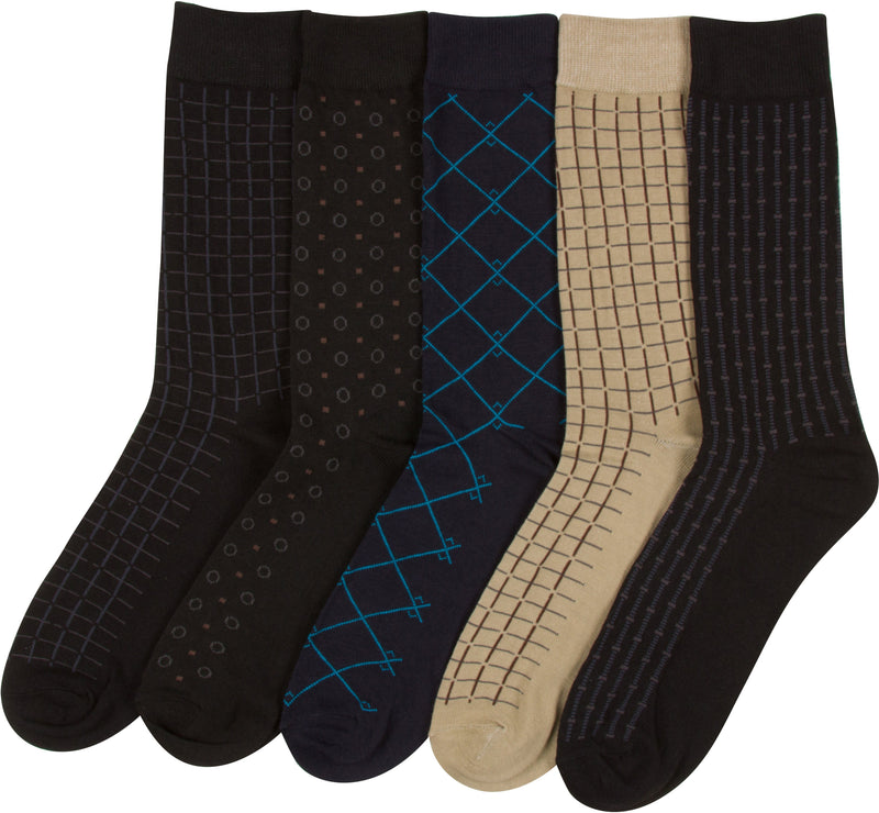 Sakkas Avi Men's Classic Patterned and Colorful Design Dress Socks Asst 5-packs