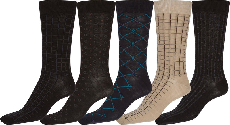 Sakkas Avi Men's Classic Patterned and Colorful Design Dress Socks Asst 5-packs