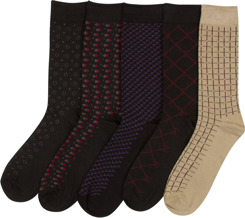 Sakkas Avi Men's Classic Patterned and Colorful Design Dress Socks Asst 5-packs