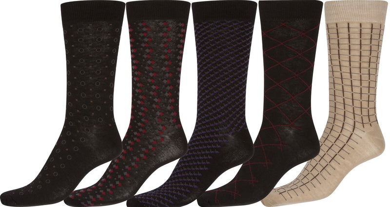 Sakkas Avi Men's Classic Patterned and Colorful Design Dress Socks Asst 5-packs