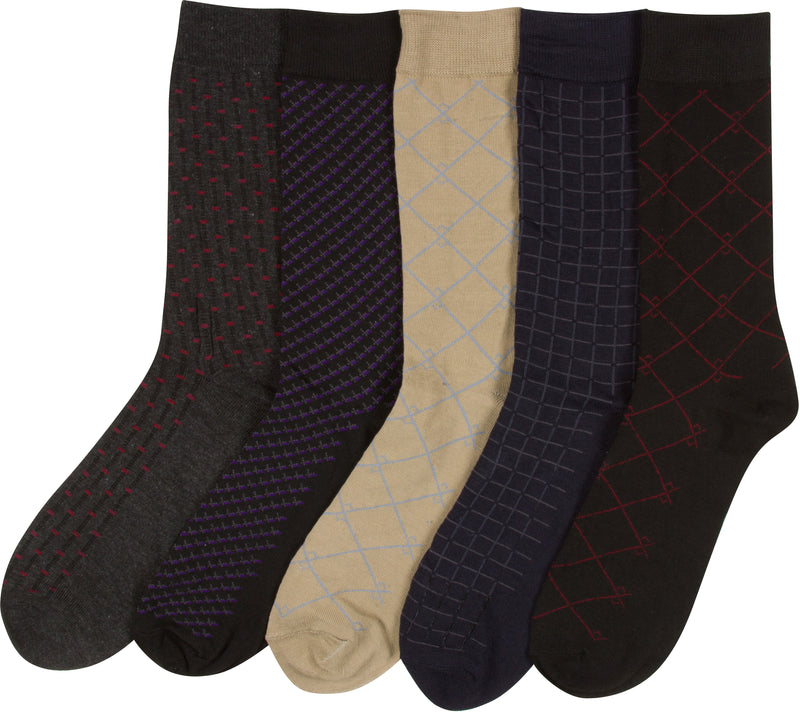 Sakkas Avi Men's Classic Patterned and Colorful Design Dress Socks Asst 5-packs