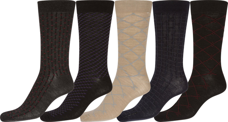 Sakkas Avi Men's Classic Patterned and Colorful Design Dress Socks Asst 5-packs