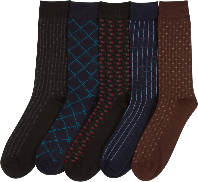Sakkas Avi Men's Classic Patterned and Colorful Design Dress Socks Asst 5-packs