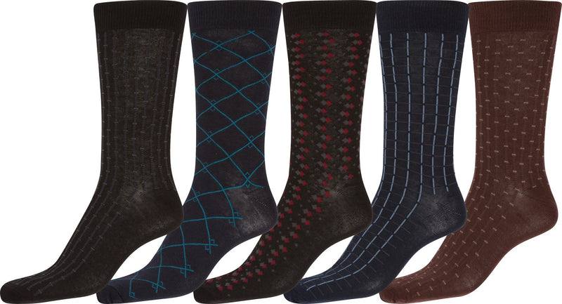 Sakkas Avi Men's Classic Patterned and Colorful Design Dress Socks Asst 5-packs