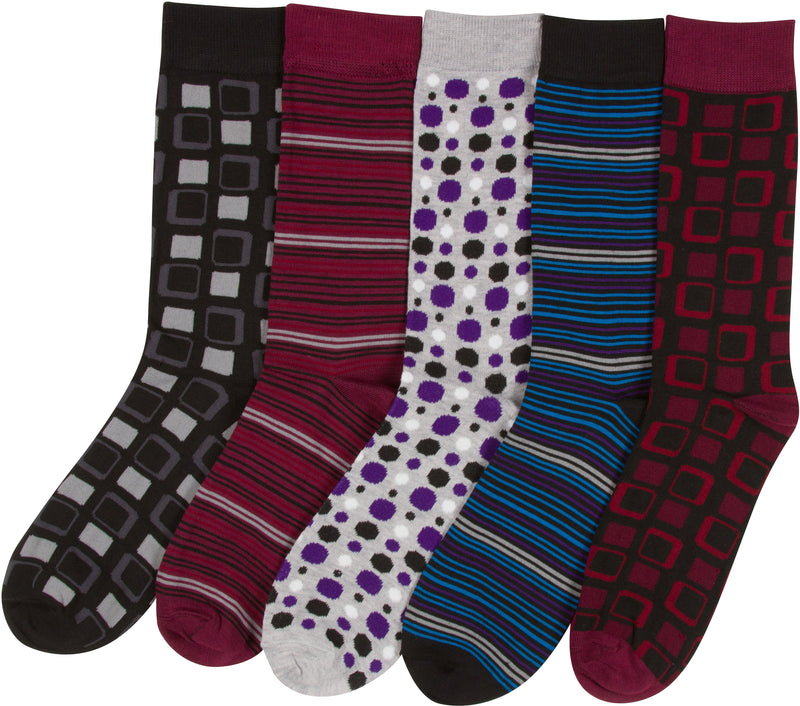 Sakkas Avi Men's Classic Patterned and Colorful Design Dress Socks Asst 5-packs