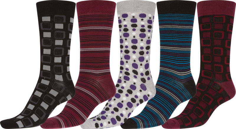 Sakkas Avi Men's Classic Patterned and Colorful Design Dress Socks Asst 5-packs