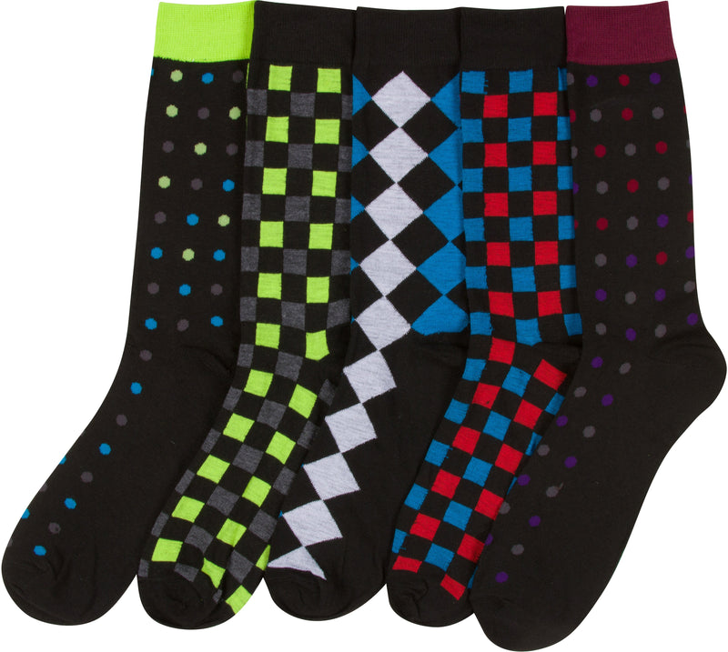 Sakkas Avi Men's Classic Patterned and Colorful Design Dress Socks Asst 5-packs