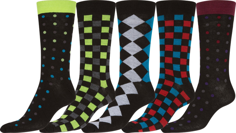 Sakkas Avi Men's Classic Patterned and Colorful Design Dress Socks Asst 5-packs