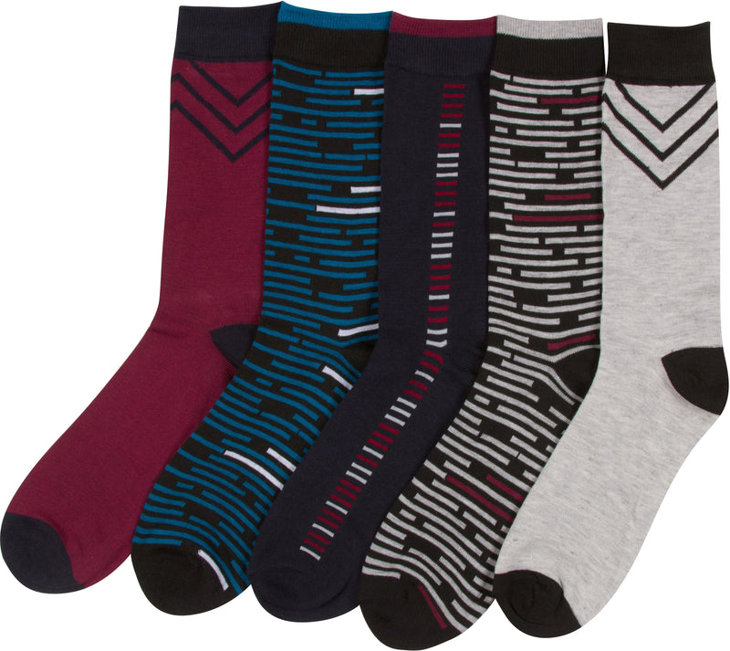 Sakkas Avi Men's Classic Patterned and Colorful Design Dress Socks Asst 5-packs