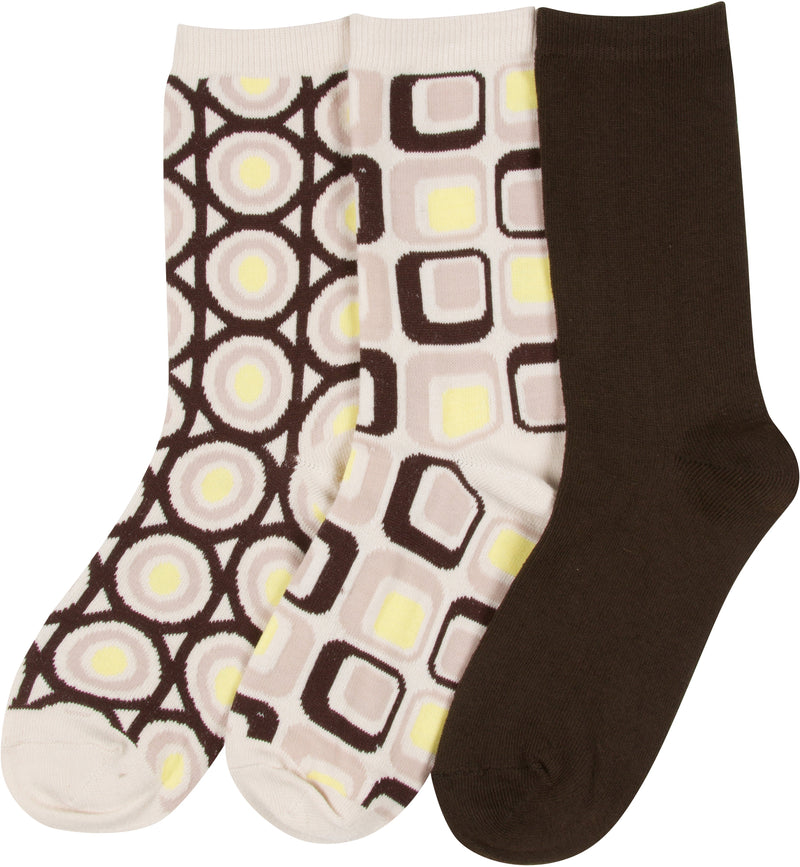 Sakkas Bahar Womens Cute Colorful Design Crew High Socks Assorted 3-packs