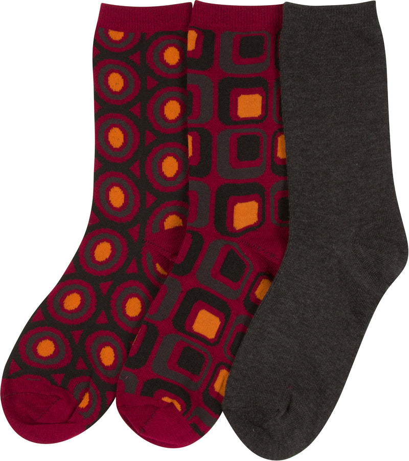 Sakkas Bahar Womens Cute Colorful Design Crew High Socks Assorted 3-packs