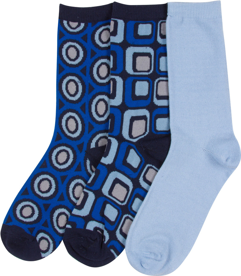 Sakkas Bahar Womens Cute Colorful Design Crew High Socks Assorted 3-packs