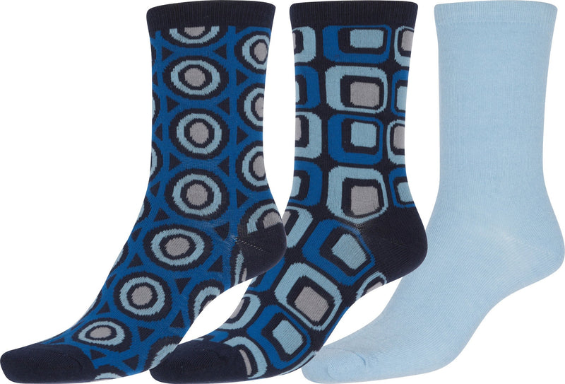 Sakkas Bahar Womens Cute Colorful Design Crew High Socks Assorted 3-packs
