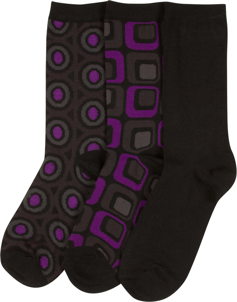 Sakkas Bahar Womens Cute Colorful Design Crew High Socks Assorted 3-packs
