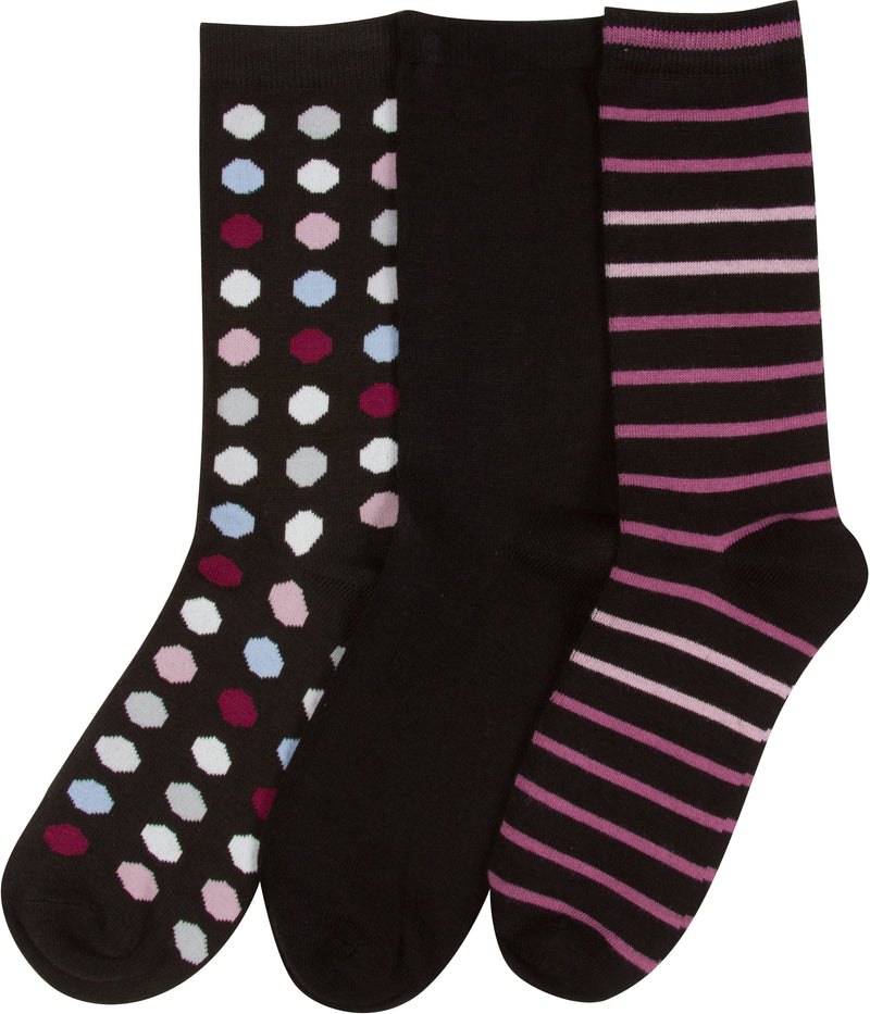Sakkas Bahar Womens Cute Colorful Design Crew High Socks Assorted 3-packs