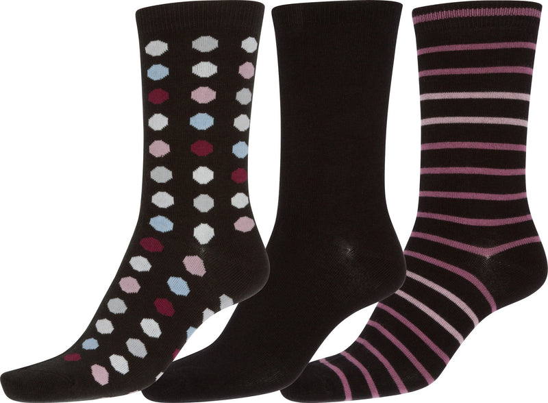 Sakkas Bahar Womens Cute Colorful Design Crew High Socks Assorted 3-packs