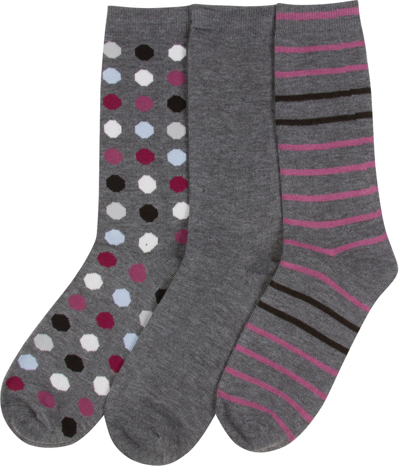 Sakkas Bahar Womens Cute Colorful Design Crew High Socks Assorted 3-packs