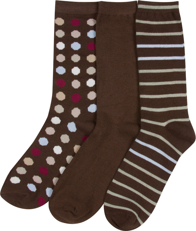 Sakkas Bahar Womens Cute Colorful Design Crew High Socks Assorted 3-packs