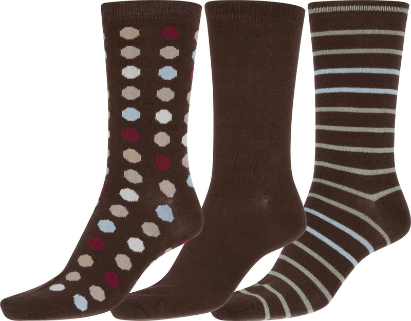 Sakkas Bahar Womens Cute Colorful Design Crew High Socks Assorted 3-packs